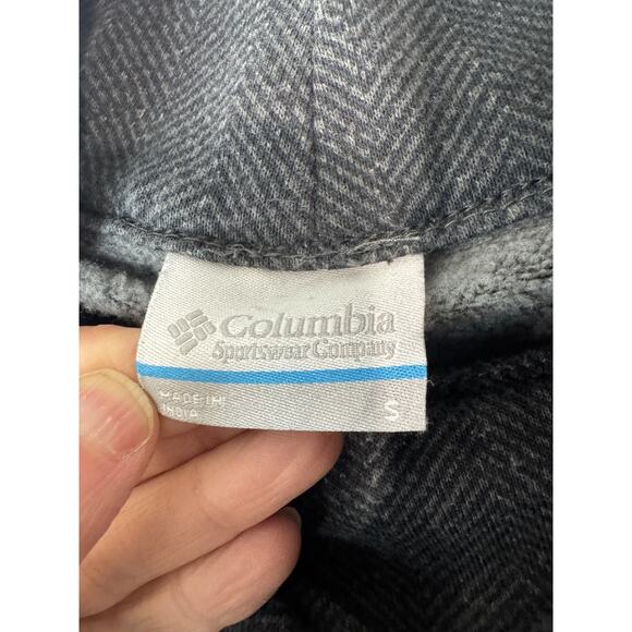 Columbia Lodge Funnel Pullover Sweatshirt Gray Black Ski Snow Herringbone Small - Picture 4 of 8